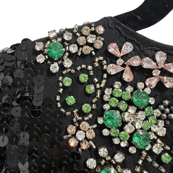 NWT MAC DUGGAL‎ 93613 BLACK SEQUINED EMBELLISHED COLLAR LONG GOWN $498 - Picture 5 of 8